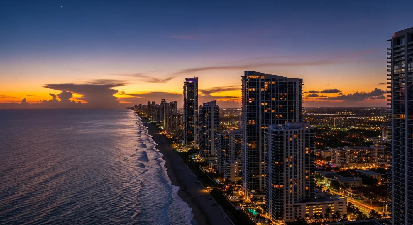 Sunny Isles oceanfront at dawn